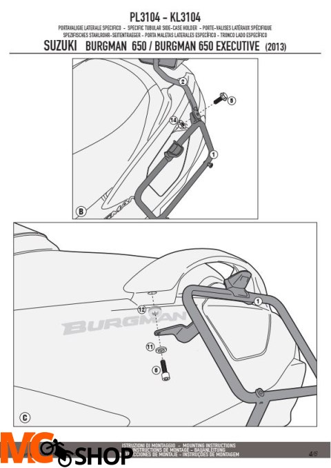 KAPPA KL3104 STELAŻ KUFRÓW BOCZNYCH MONOKEY SUZUKI 650