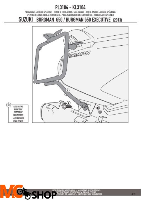 KAPPA KL3104 STELAŻ KUFRÓW BOCZNYCH MONOKEY SUZUKI 650