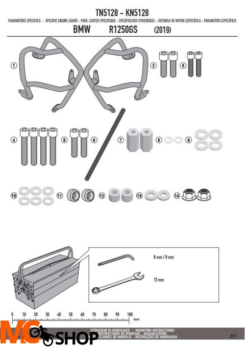 KAPPA KN5128 GMOLE OSŁONY SILNIKA BMW R 1250GS CZARNE