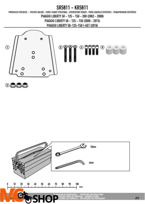 KAPPA KR5611 STELAŻ KUFRA CENTRALNEGO PIAGGIO Liberty