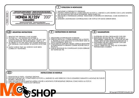 GIVI PL202 mocowanie boczne MONOKEY Varadero 125