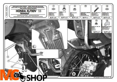 Givi PL203 stelaż boczny Honda Transalp 08-13