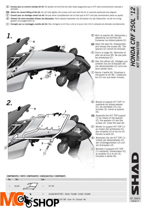 SHAD KSHH0CR22ST STELAŻ KUFRA TYŁ DO HONDA CRF 250L SHAD KSHH0CR22ST STELAŻ KUFRA TYŁ DO HONDA CRF 250L