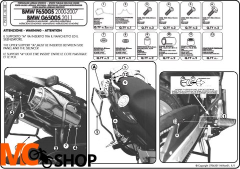 GIVI PL188 mocowanie boczne Monokey BMW F 650