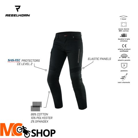 REBELHORN SPODNIE MOTO JEANS VANDAL TWILL BLACK REBELHORN SPODNIE MOTO JEANS VANDAL TWILL BLACK