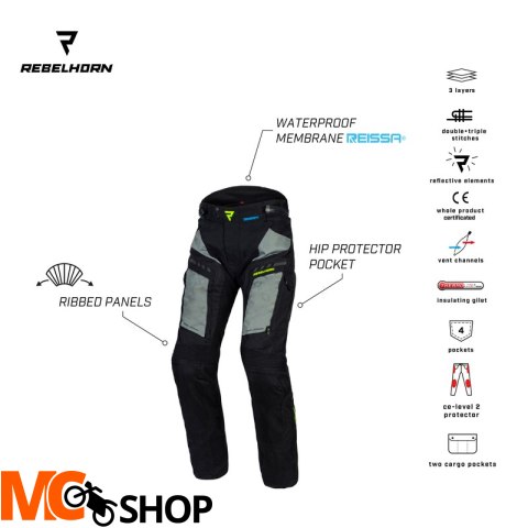 REBELHORN SPODNIE TEKSTYLNE CUBBY IV BLACK/GR/F YE REBELHORN SPODNIE TEKSTYLNE CUBBY IV BLACK/GR/F YE