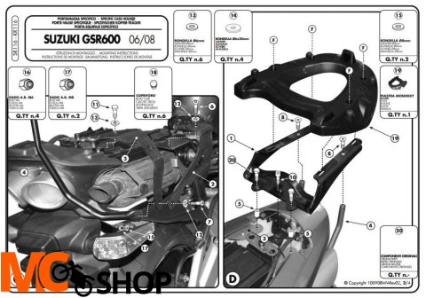 Givi SR116 Stelaż centralny MONOKEY GSR 600 06>11 Givi SR116 Stelaż centralny MONOKEY GSR 600 06>11