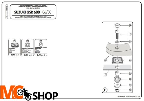 Givi SR116 Stelaż centralny MONOKEY GSR 600 06>11 Givi SR116 Stelaż centralny MONOKEY GSR 600 06>11