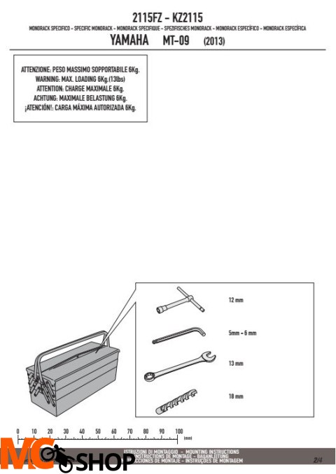 Stelaż centralny GIVI 2115FZ do MT-09, XSR900