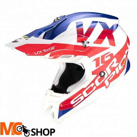 SCORPION KASK OFF-ROAD VX-16 AIR X-TURN WHITE-RED