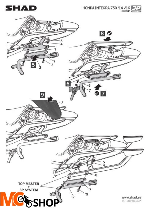SHAD H0NG77IF STELAŻ KUFRA BOCZNEGO 3P DO HONDA INTEGRA
