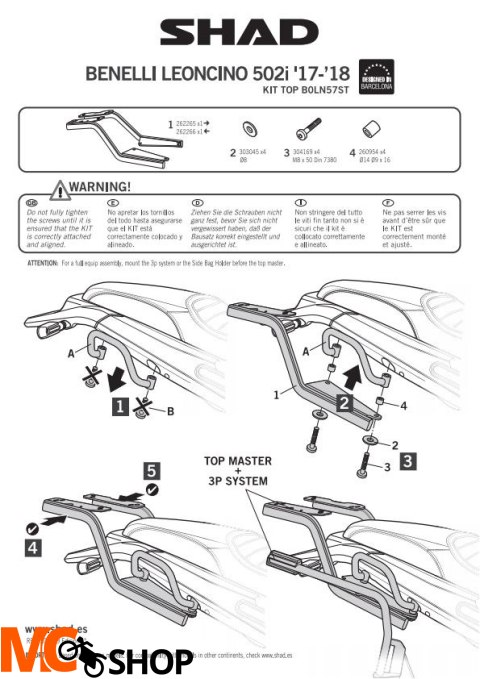 SHAD KSHB0LN57ST STELAŻ KUFRA TYŁ DO BENELLI LEONCINO