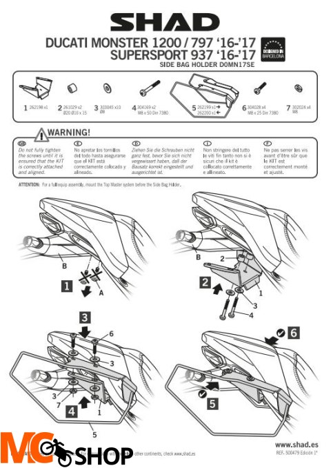SHAD KSHD0MN17SE STELAŻ DO SAKW DO DUCATI MONSTER SHAD KSHD0MN17SE STELAŻ DO SAKW DO DUCATI MONSTER