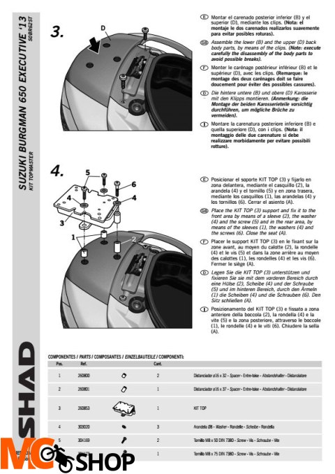 STELAŻ SHAD KSHS0BR62ST SUZUKI BURGMAN 650 EXECUTIVE - 04/16