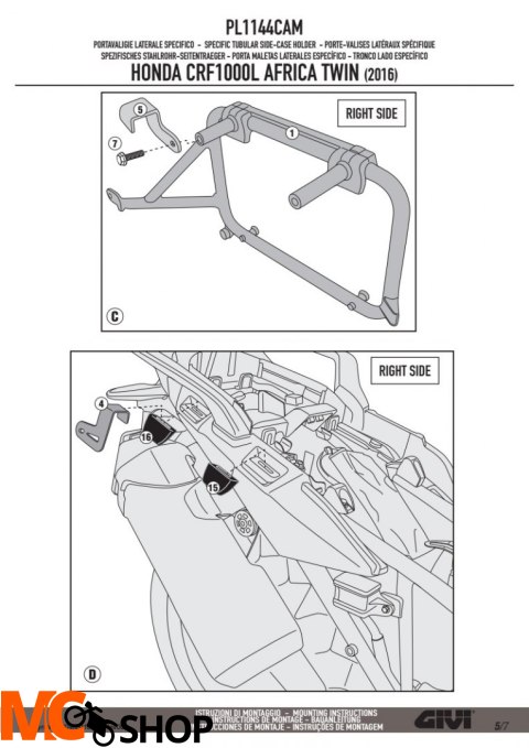 GIVI PL1144CAM stelaż boczny OUTBACK Africa Twin