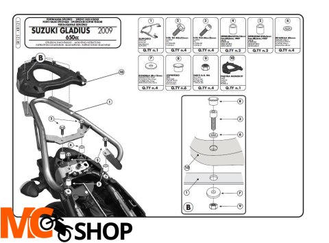 Givi SR121 stelaż centralny Gladius 650 (09 > 16) Givi SR121 stelaż centralny Gladius 650 (09 > 16)