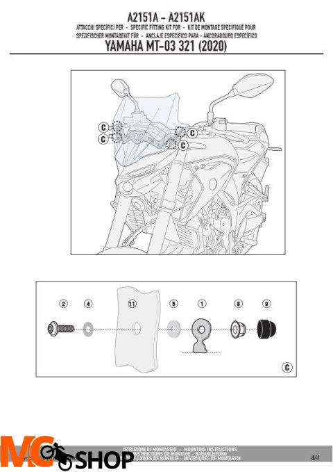 KAPPA A2151AK MOCOWANIE SZYBY 4128SK YAMAHA MT-03 KAPPA A2151AK MOCOWANIE SZYBY 4128SK YAMAHA MT-03