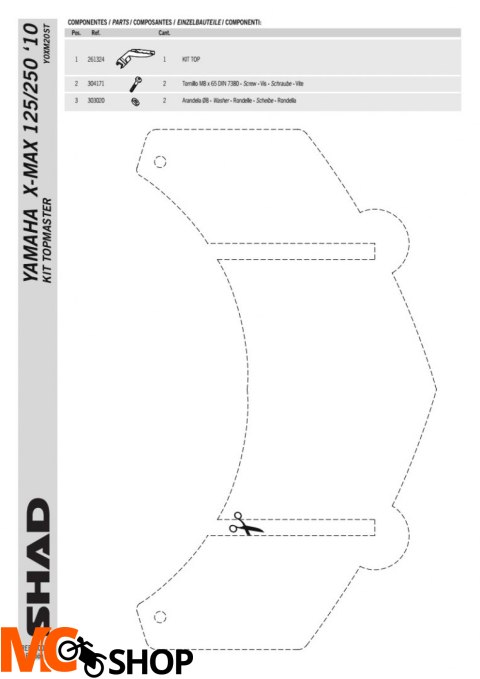 STELAŻ SHAD KSHY0XM20ST YAMAHA X-MAX 125 250 - 10/13