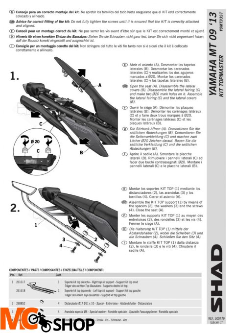 STELAŻ SHAD KSHY0MT93ST YAMAHA MT 09 STREET RALLY - 13/16 STELAŻ SHAD KSHY0MT93ST YAMAHA MT 09 STREET RALLY - 13/16