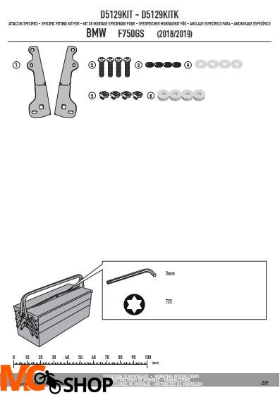 GIVI D5129KIT MOCOWANIE SZYBY D5127 GIVI D5129KIT MOCOWANIE SZYBY D5127