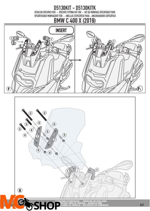 GIVI D5130KIT MOCOWANIE SZYBY 5130DT GIVI D5130KIT MOCOWANIE SZYBY 5130DT
