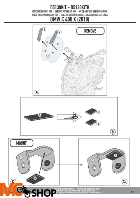 GIVI D5130KIT MOCOWANIE SZYBY 5130DT GIVI D5130KIT MOCOWANIE SZYBY 5130DT
