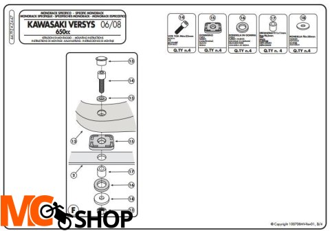 KAPPA KZ447 STELAŻ centralny VERSYS 650 (06-09)