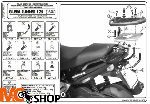 Kappa KR126 stelaż centralny Gilera Runner
