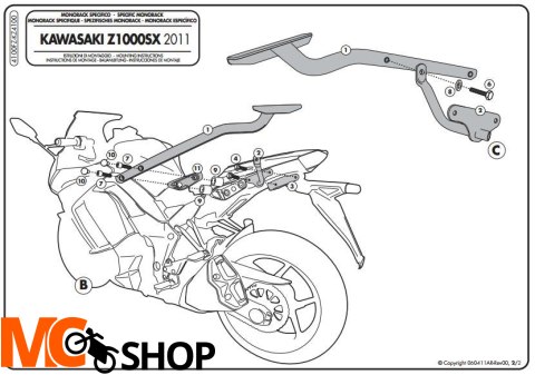 Kappa KZ4100 Stelaż centralny Kawasaki Z 1000 Sx (11)
