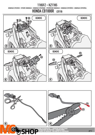GIVI 1165FZ STELAŻ KUFRA CENTRALNEGO (BEZ PŁYTY) HONDA CB 1000 R