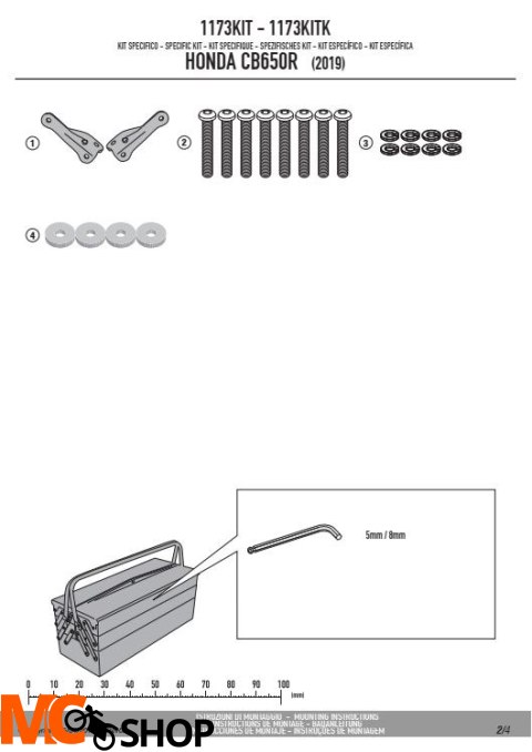 GIVI 1173KIT ZESTAW MONTAŻOWY TE1173 BEZ STELAŻA CENTRALNEGO 1173FZ GIVI 1173KIT ZESTAW MONTAŻOWY TE1173 BEZ STELAŻA CENTRALNEGO 1173FZ