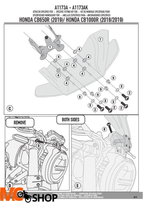 GIVI A1173A MOCOWANIE SZYBY 1173S GIVI A1173A MOCOWANIE SZYBY 1173S