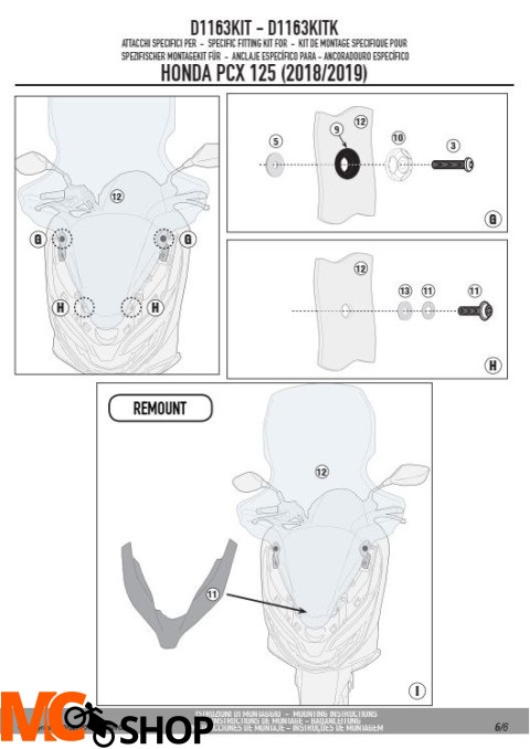 GIVI D1163KIT MOCOWANIE SZYBY 1163DT, 1129DT, 1129D GIVI D1163KIT MOCOWANIE SZYBY 1163DT, 1129DT, 1129D