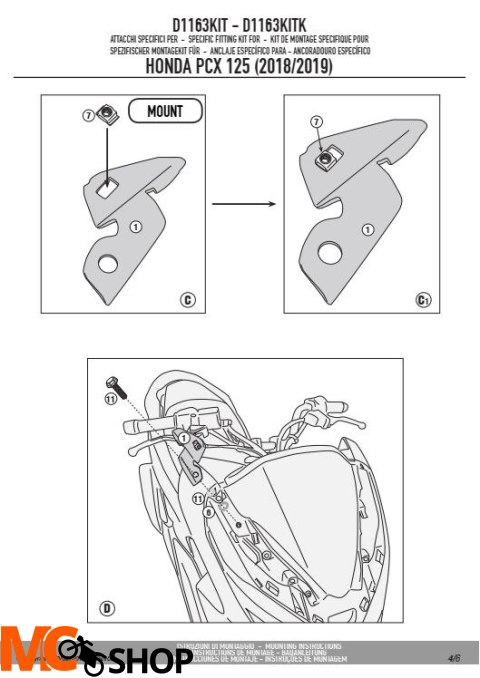GIVI D1163KIT MOCOWANIE SZYBY 1163DT, 1129DT, 1129D GIVI D1163KIT MOCOWANIE SZYBY 1163DT, 1129DT, 1129D