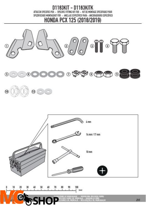 GIVI D1163KIT MOCOWANIE SZYBY 1163DT, 1129DT, 1129D GIVI D1163KIT MOCOWANIE SZYBY 1163DT, 1129DT, 1129D