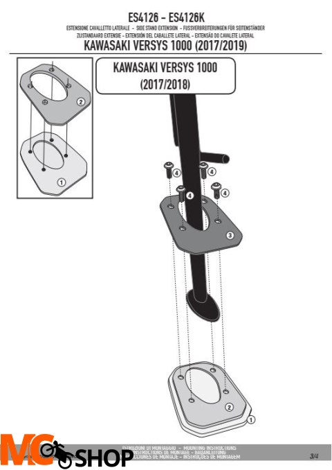 GIVI ES4126 POSZERZENIE DODATKOWE STOPKI KAWASAKI GIVI ES4126 POSZERZENIE DODATKOWE STOPKI KAWASAKI