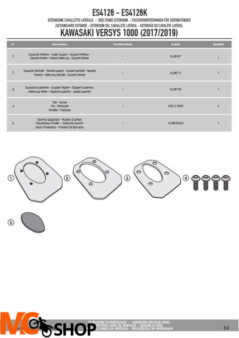 GIVI ES4126 POSZERZENIE DODATKOWE STOPKI KAWASAKI GIVI ES4126 POSZERZENIE DODATKOWE STOPKI KAWASAKI