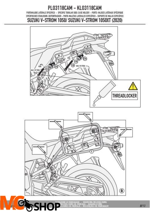 GIVI PLO3118CAM STELAŻ KUFRÓW BOCZNYCH ONE-FIT CAM - SUZUKI V-Strom