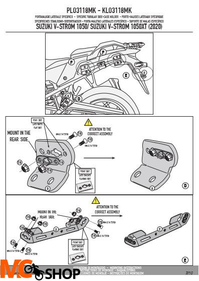 GIVI PLO3118MK STELAŻ KUFRÓW BOCZNYCH ONE-FIT MONOKE SUZUKI V-Strom GIVI PLO3118MK STELAŻ KUFRÓW BOCZNYCH ONE-FIT MONOKE SUZUKI V-Strom