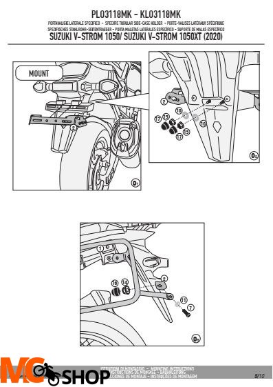 GIVI PLO3118MK STELAŻ KUFRÓW BOCZNYCH ONE-FIT MONOKE SUZUKI V-Strom GIVI PLO3118MK STELAŻ KUFRÓW BOCZNYCH ONE-FIT MONOKE SUZUKI V-Strom