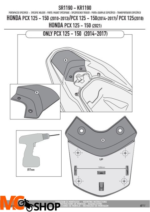 GIVI SR1190 STELAŻ KUFRA CENTRALNEGO MONOLOCK (BEZ PŁYTY) HONDA GIVI SR1190 STELAŻ KUFRA CENTRALNEGO MONOLOCK (BEZ PŁYTY) HONDA