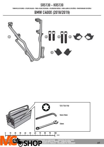 GIVI SR5130 STELAŻ KUFRA CENTRALNEGO BEZ PŁYTY BMW C