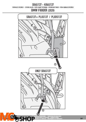 GIVI SRA5137 STELAŻ KUFRA CENTRALNEGO Z ALUMINIOWĄ PŁYTĄ MONOKEY BMW F 900