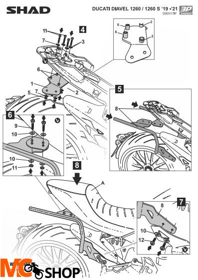 SHAD D0DV11IF STELAŻ KUFRA BOCZNEGO 3P DUCATI DIAVEL 2019-2021 SHAD D0DV11IF STELAŻ KUFRA BOCZNEGO 3P DUCATI DIAVEL 2019-2021