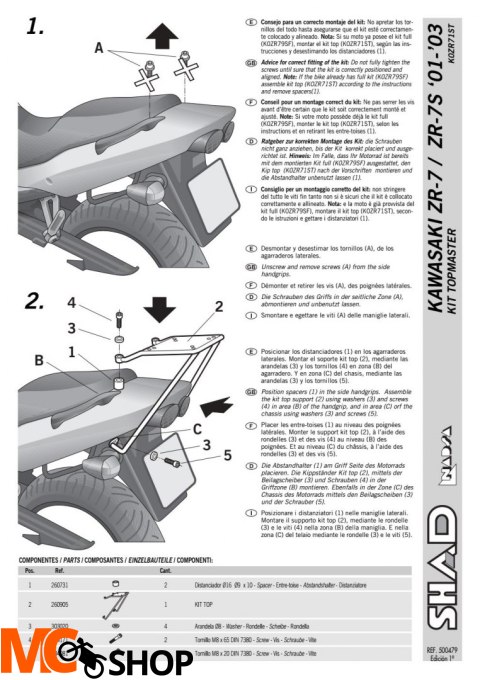 SHAD K0ZR71ST STELAŻ KUFRA TYŁ Kawasaki ZR-7 (S) 2001-2005 SHAD K0ZR71ST STELAŻ KUFRA TYŁ Kawasaki ZR-7 (S) 2001-2005