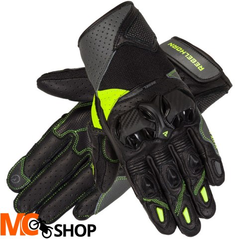 REBELHORN RĘKAWICE SKÓRZANE FLUX II BLACK/FLO YELL REBELHORN RĘKAWICE SKÓRZANE FLUX II BLACK/FLO YELL