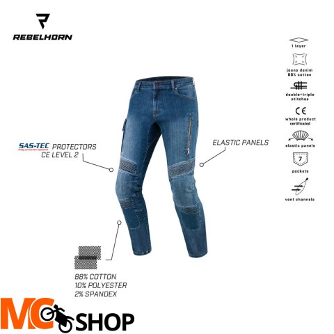 REBELHORN SPODNIE MOTOCYK JEANS VANDAL DENIM BLUE REBELHORN SPODNIE MOTOCYK JEANS VANDAL DENIM BLUE
