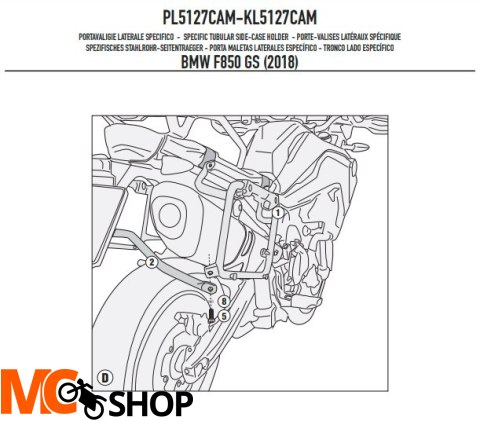 KAPPA KL5127CAM STELAŻ KUFRÓW BMW F 750 GS (18-19)