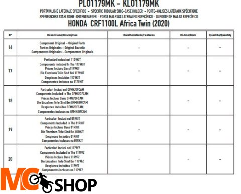 KAPPA KLO1179MK STELAŻ KUFRA HONDA CRF 1100L Afric