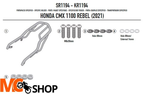 KAPPA STELAŻ KUFRA CENTR MONOKEY, LOCK HONDA CMX11
